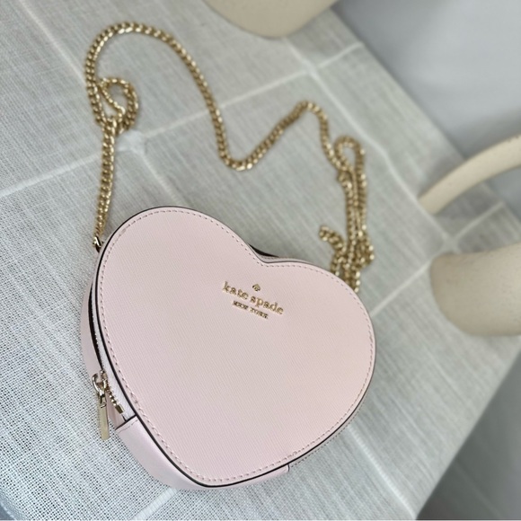 NEW! KATE SPADE Light Rose Love Shack Mini Heart Crossbody Purse - Picture 7 of 17
